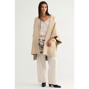 Free People "All I Need" Oversized Cozy Duster / Poncho with Hood in Sand